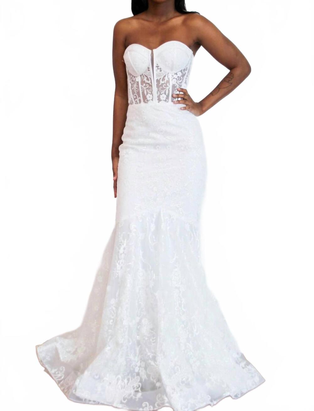 NEW CINDERELLA DIVINE into the night bustier wedding dress in white
